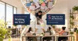 Business owner squeezed into the narrow middle of a giant hourglass while tasks pile up above and the team waits below