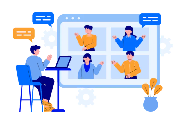 Small business owner onboarding a new remote team member over a video call